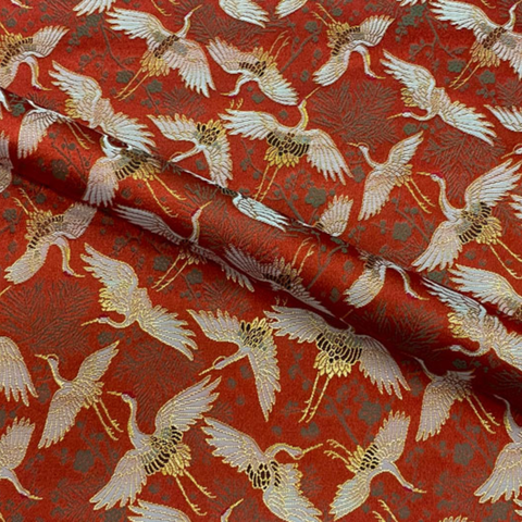 Pine, Plum Blossom & Crane Motif (Red) (Sample)