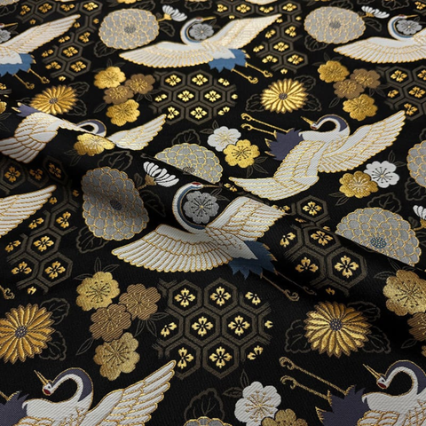 Crane and Tortoiseshell Brocade (Sample)