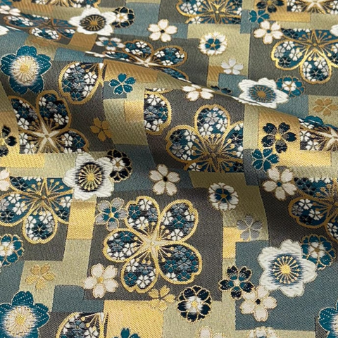 Sakura on Stone Pavement Motif (Green) (Sample)