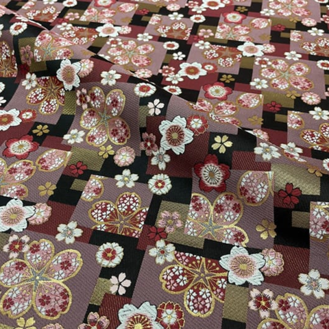 Sakura on Stone Pavement Motif (Red) (Sample)