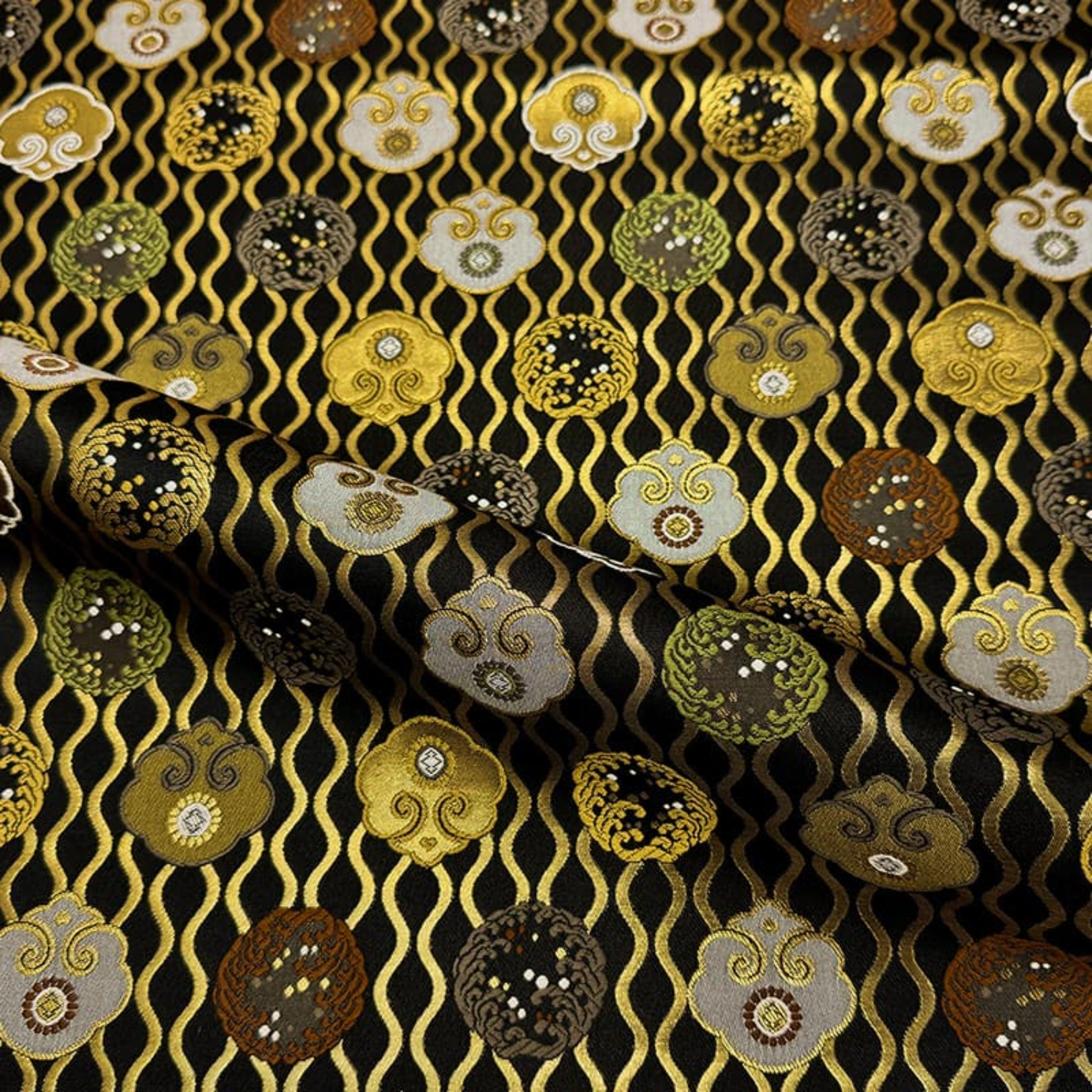 Sacred Floral Motif on Rising Waves