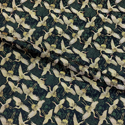 Pine, Plum Blossom & Crane Motif (Navy) (Sample)
