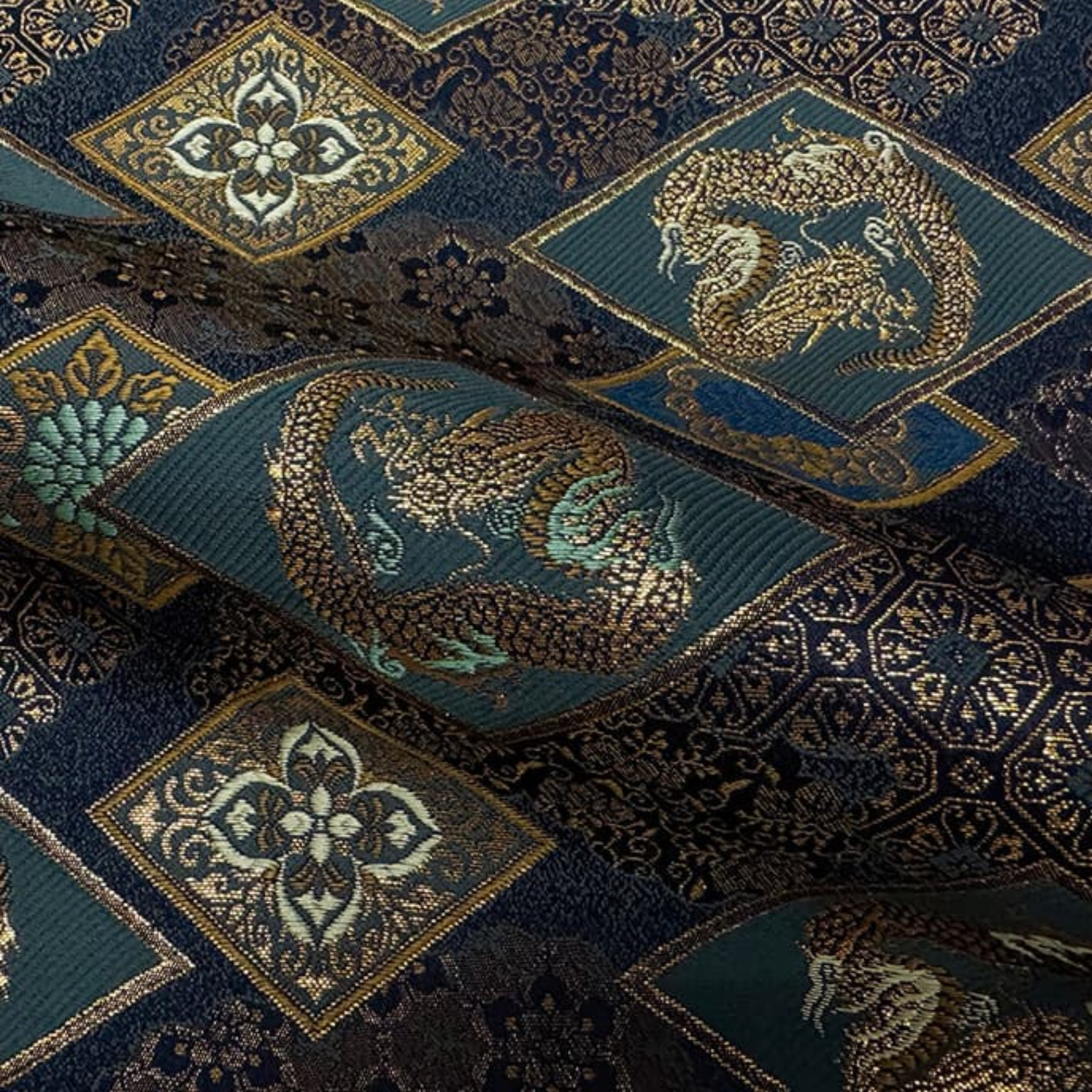 Dragon on Floral Diamond Pattern