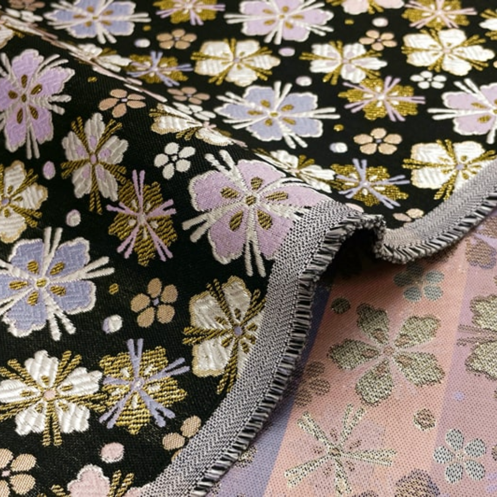 Sakura Small Pattern Brocade (Black)