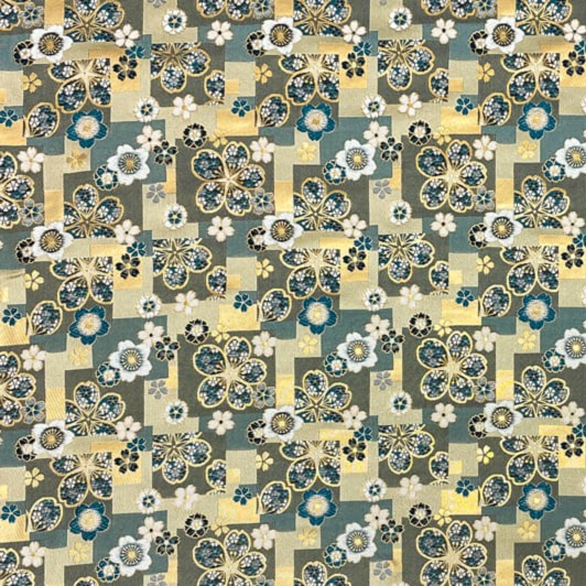 Sakura on Stone Pavement Motif (Green)
