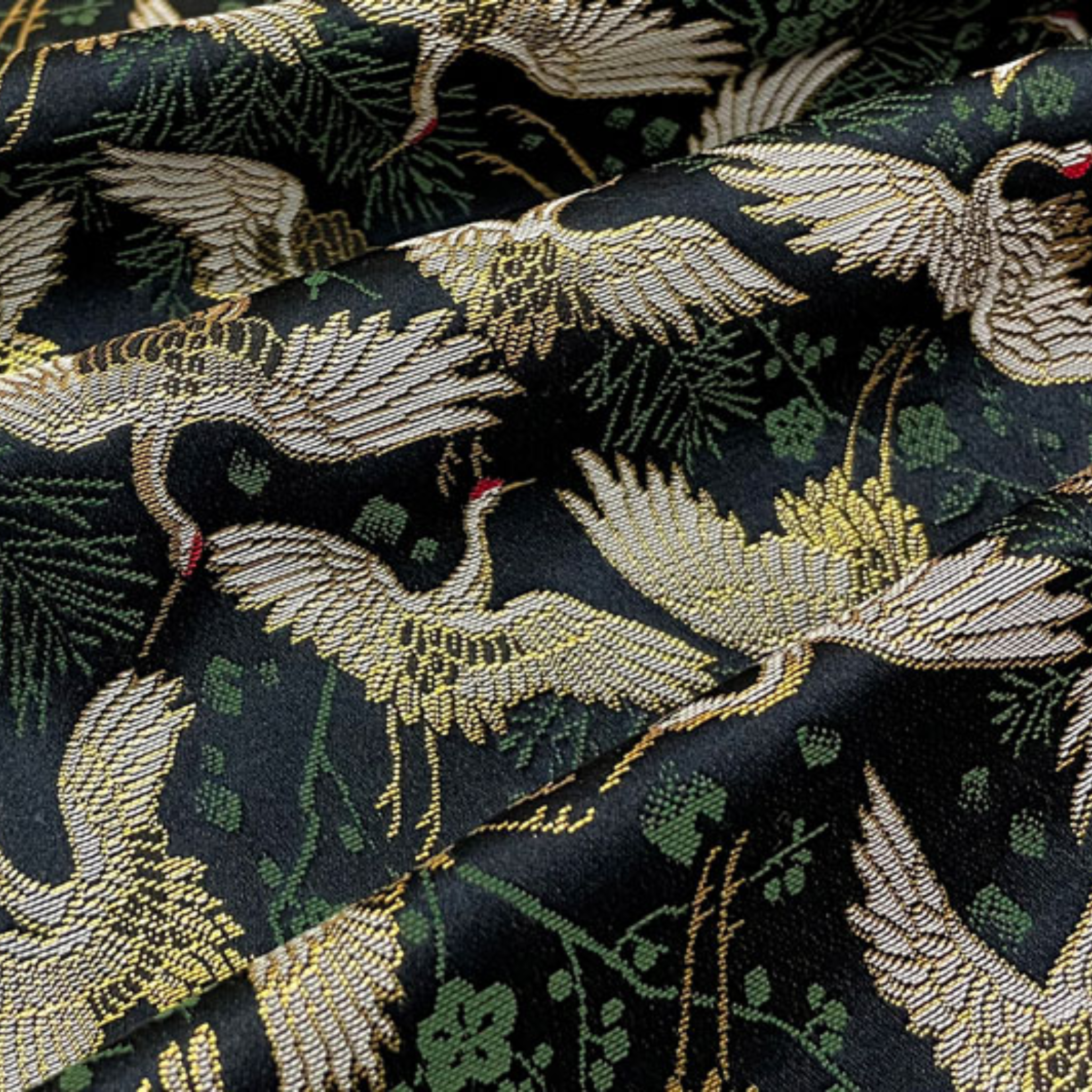 Pine, Plum Blossom & Crane Motif (Navy)