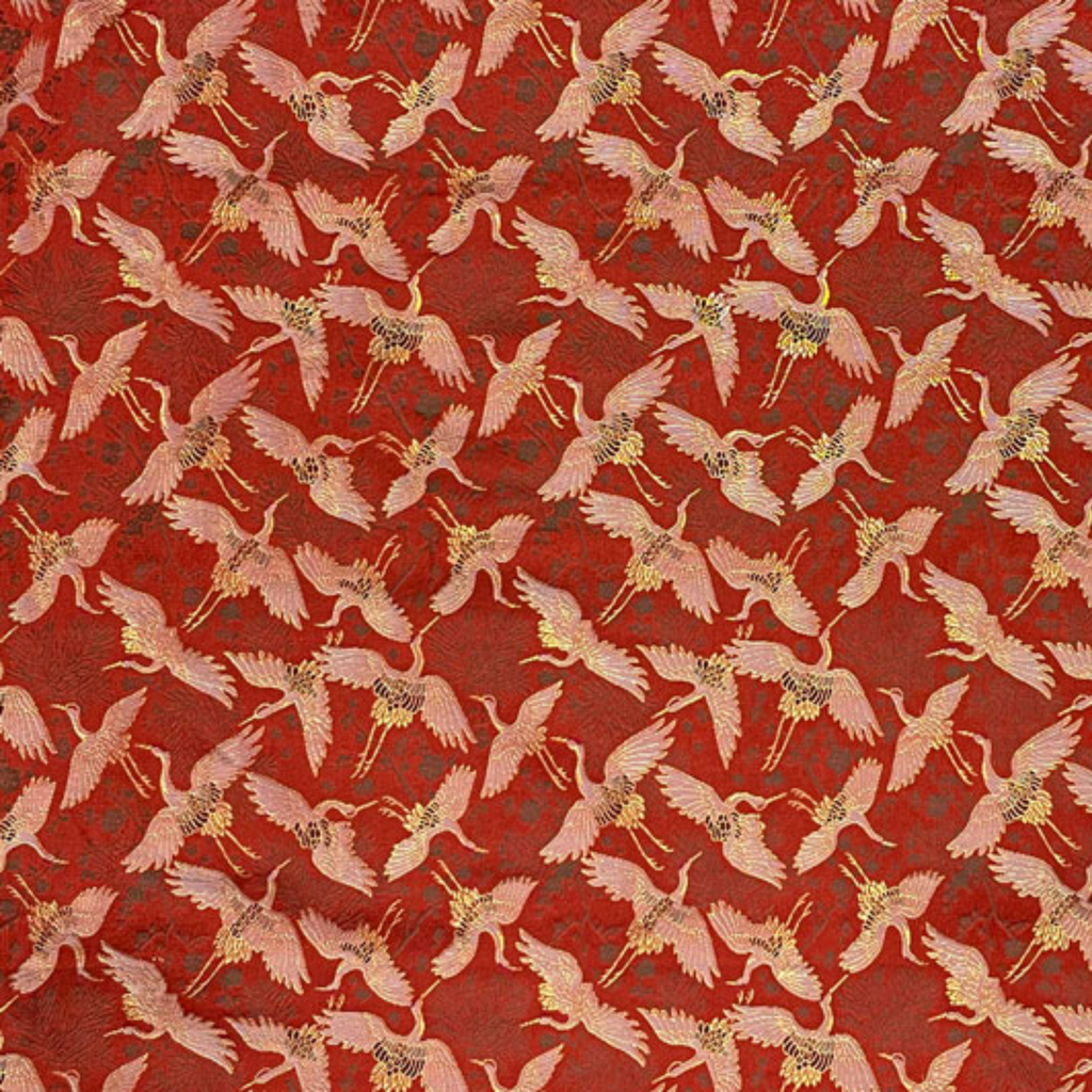 Pine, Plum Blossom & Crane Motif (Red)