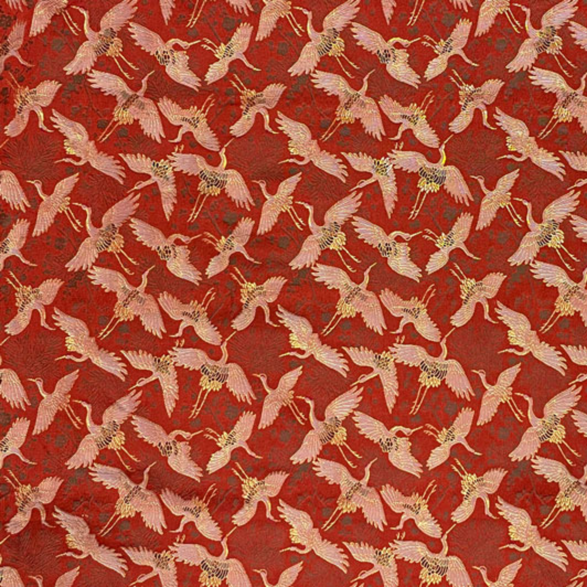 Pine, Plum Blossom & Crane Motif (Red)