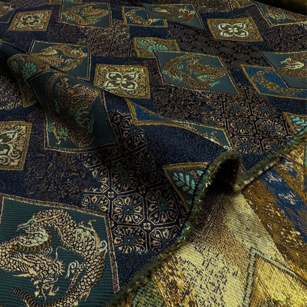 Dragon on Floral Diamond Pattern