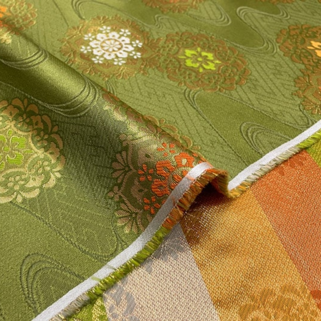 Flowing Water & Floral Motif on Geometric Ground