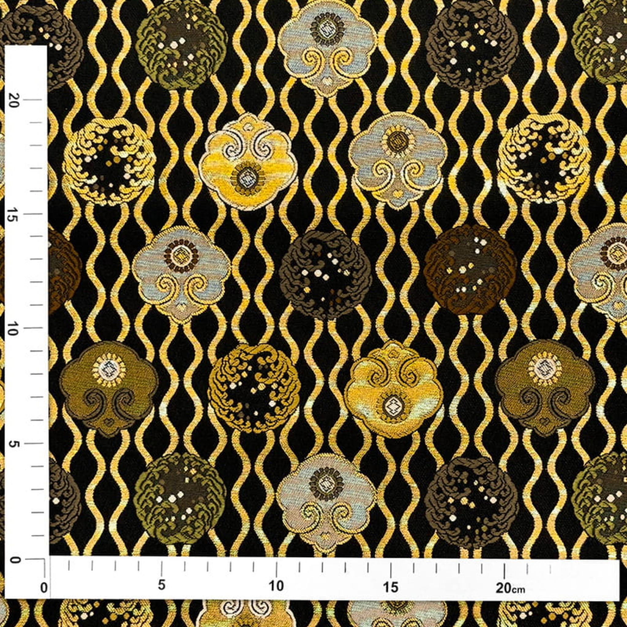Sacred Floral Motif on Rising Waves