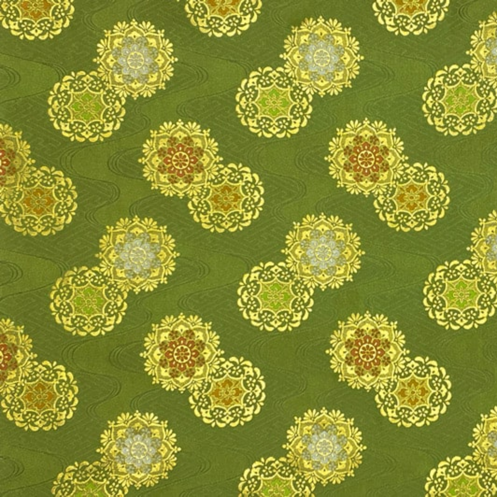 Flowing Water & Floral Motif on Geometric Ground