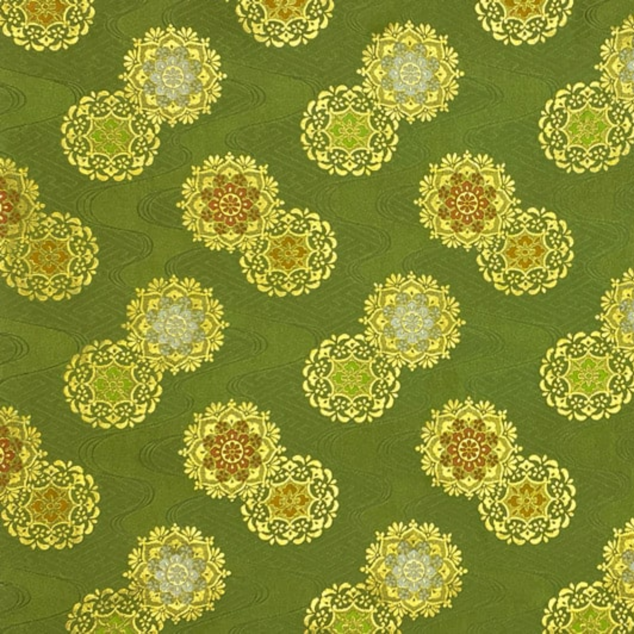 Flowing Water & Floral Motif on Geometric Ground
